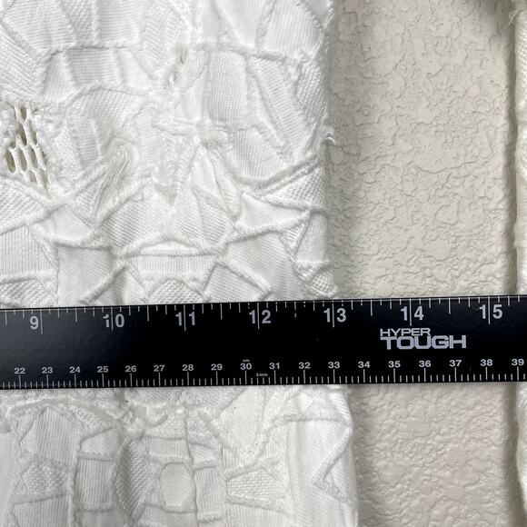 Jonathan Simkhai Burnout Brocade Long Sleeve Dress White Mini Dress 2 Altered - Picture 15 of 16